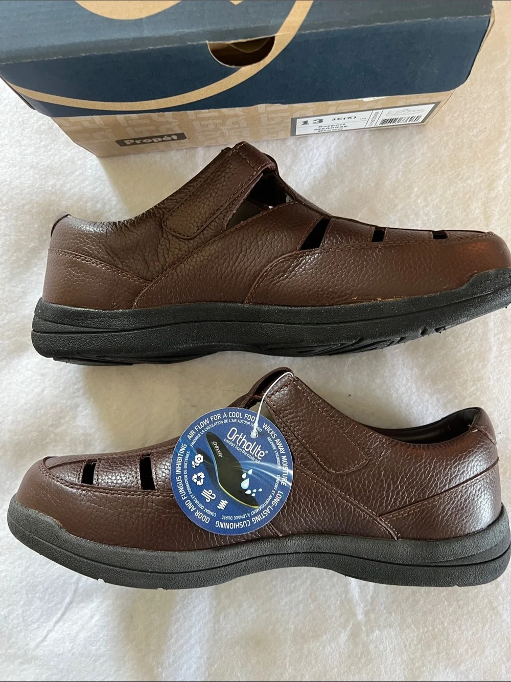 Propet Ortholite Brown Men's Fisherman Closed-Toe Leather Sandals